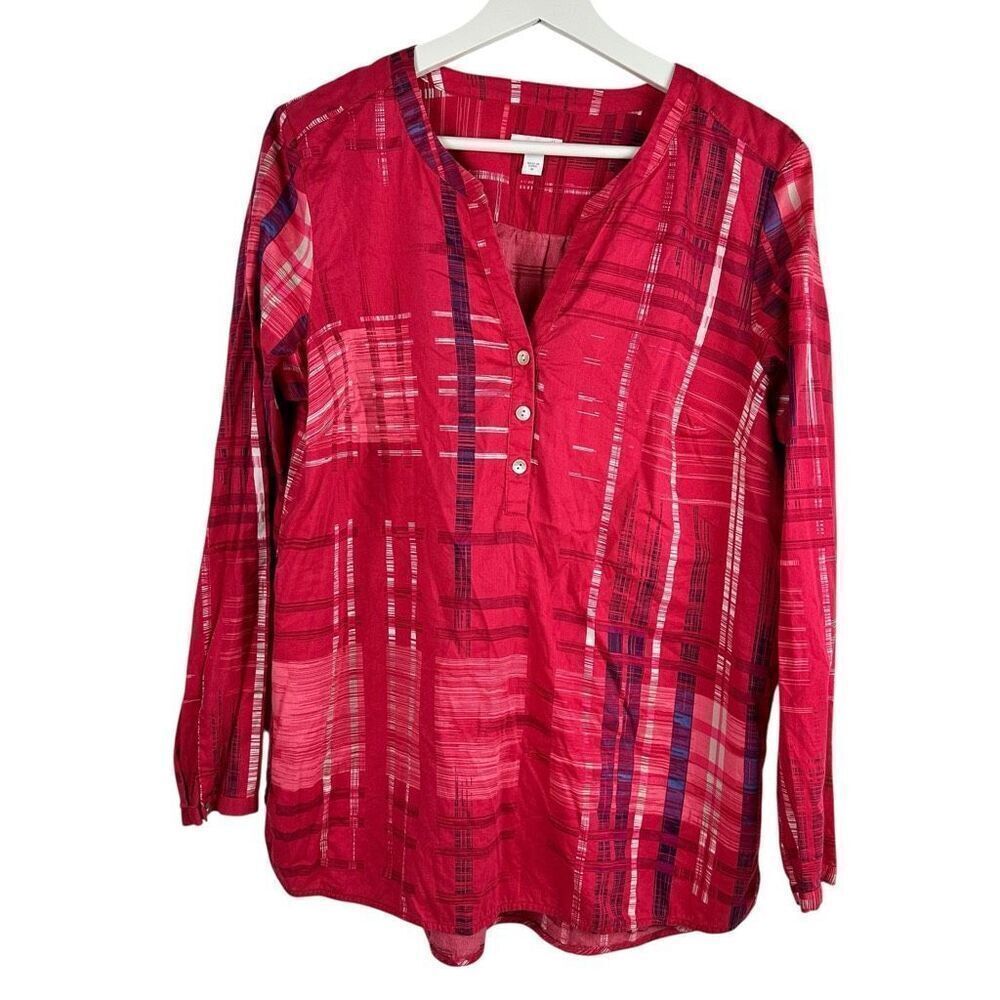 J. Jill Women's Blouse Tunic size medium Pink Blue White
